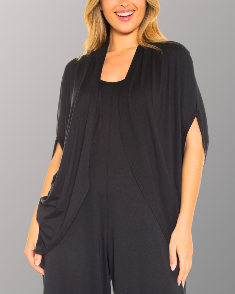 Cocoon Cardigan Front Black