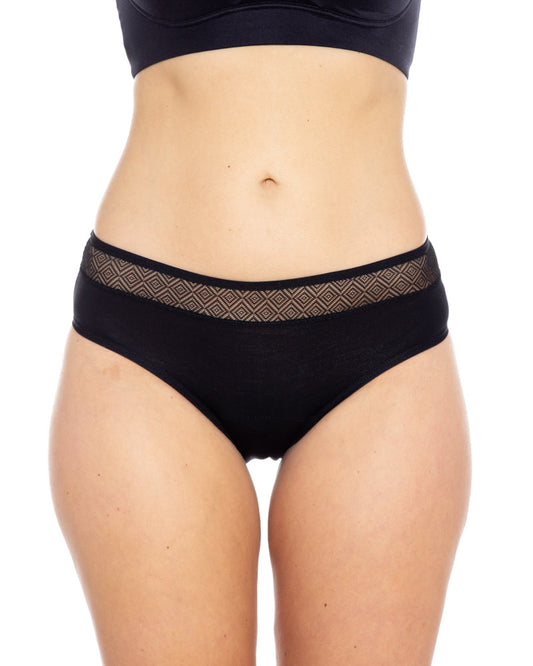 Geometric Sheer Panel Leakproof Bikini - Heavy Hold