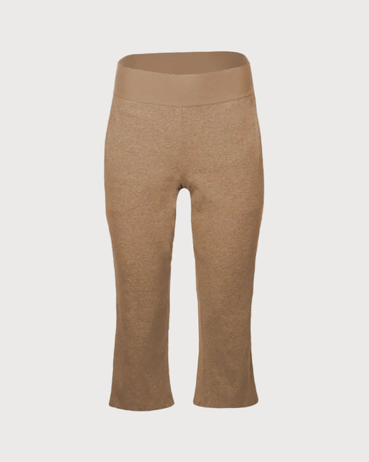 A pair of almond Ribbed Knit Pant, shown against a plain white background.