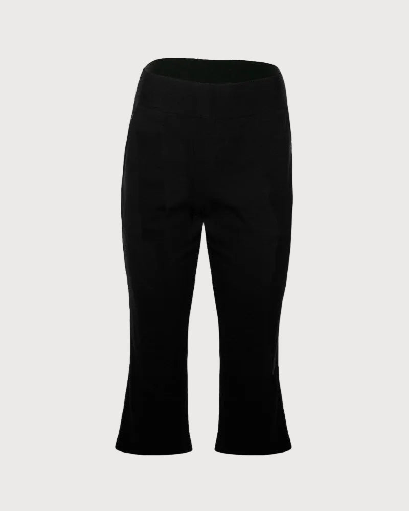 Black Ribbed Knit Pant on a white background