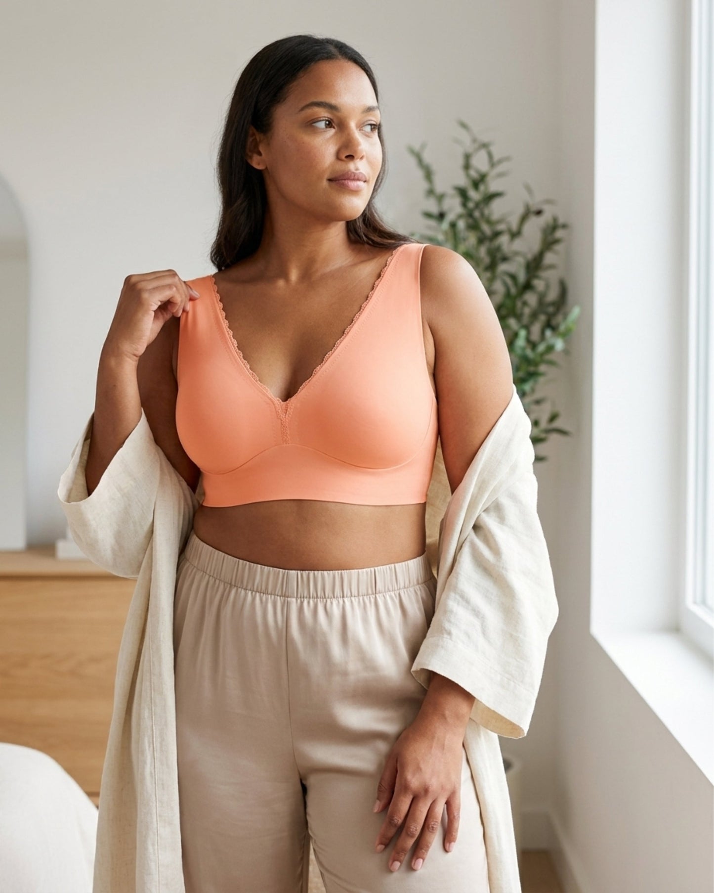 Infinity Edge Deep Plunge Bra with Back Closure