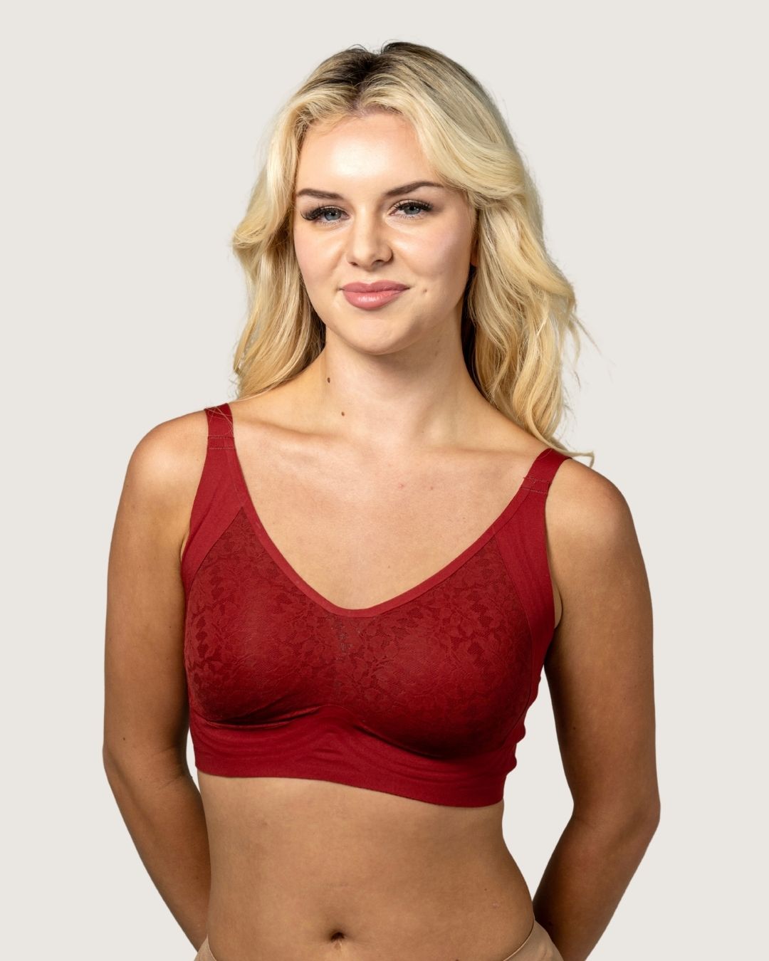 V-Neck All Over Lace Jelly Gel Bra