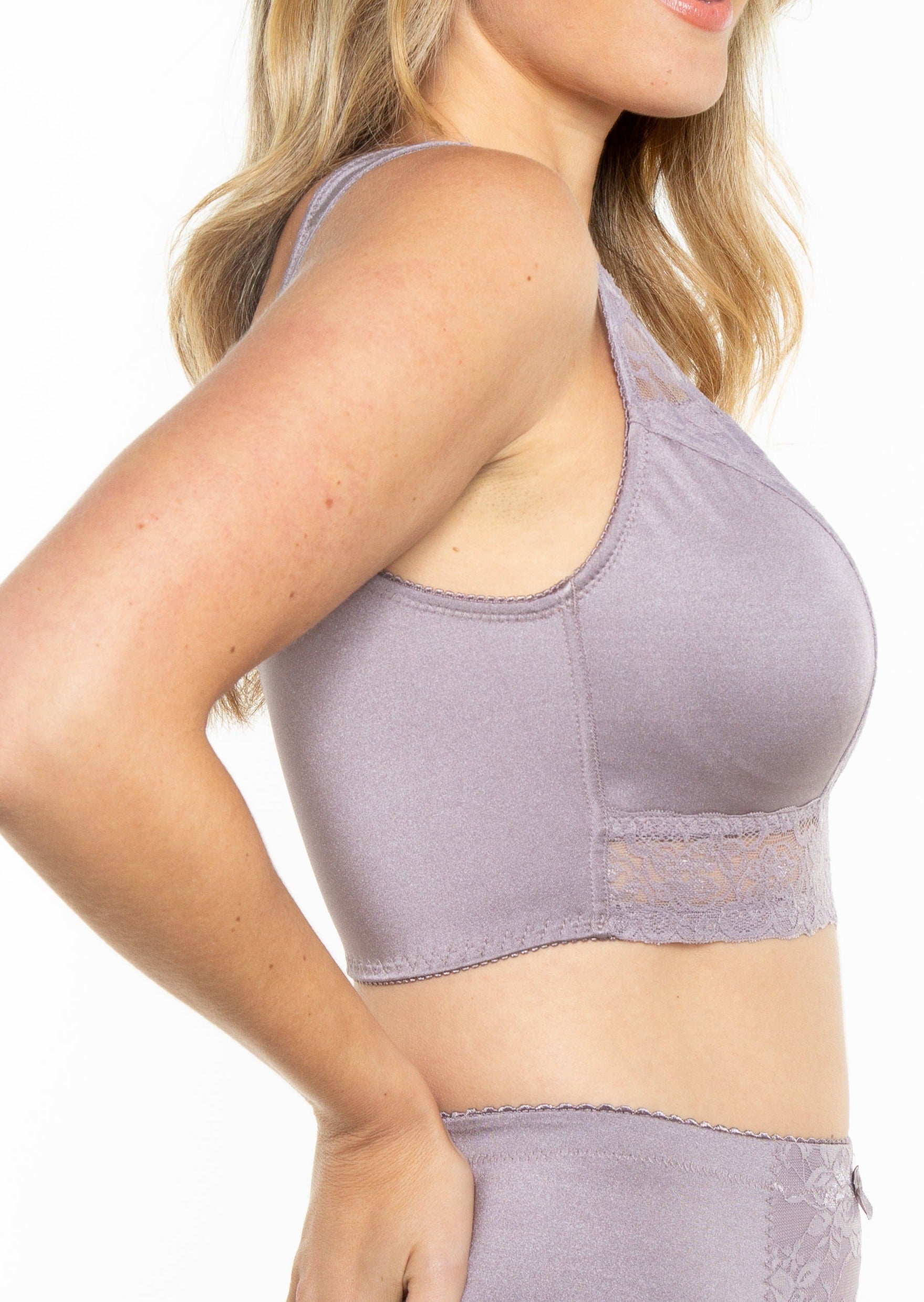Pin-Up Girl Lace Leisure Bra w/Pads purple grey side