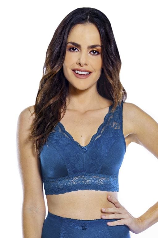 Pin-Up Girl Lace Leisure Bra w/Pads Colors_Rhonda_Shear_7 - deep teal front