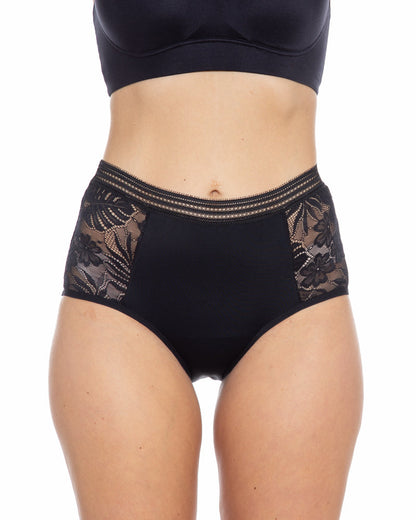 Floral Sheer Side Panel Leakproof High Waist Brief - Moderate Hold